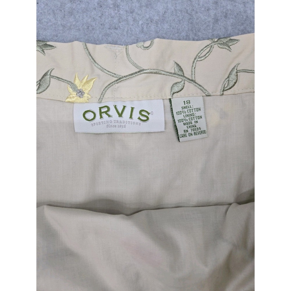 ORVIS Women 100%Cotton A-line Floral Embroidered Button Skirt Cottagecore 18 - Picture 7 of 8